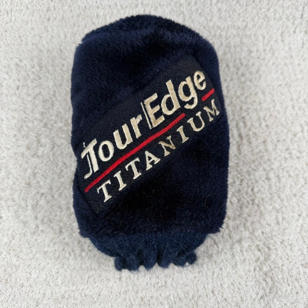 Tour Edge Titanium 3 Wood Headcover Navy Blue Plush Faux Fur Knit Sock
